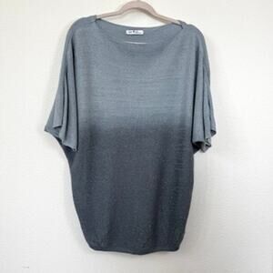 Gigi Moda Made in Italy Dolman Sleeve Knit Top Gray Metallic Ombre One Size